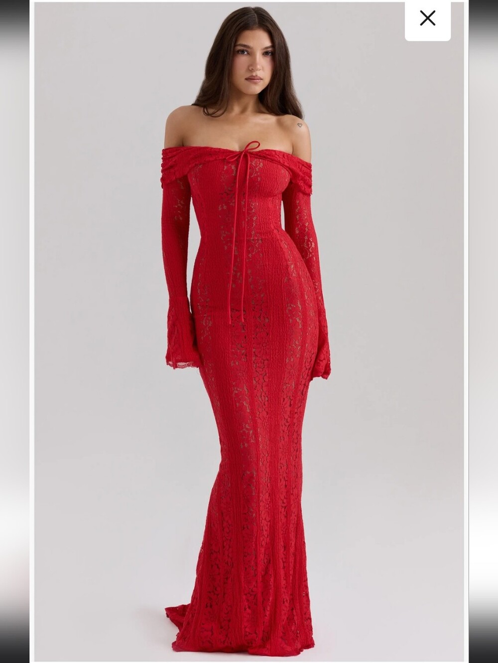 House Of CB BELLE Off The Shoulder Floral Lace Maxi Dress
